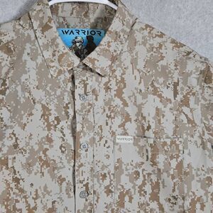 Warrior Camo Shirt Mens Medium Digital Desert Camo Button Down Short Sleeve Tact